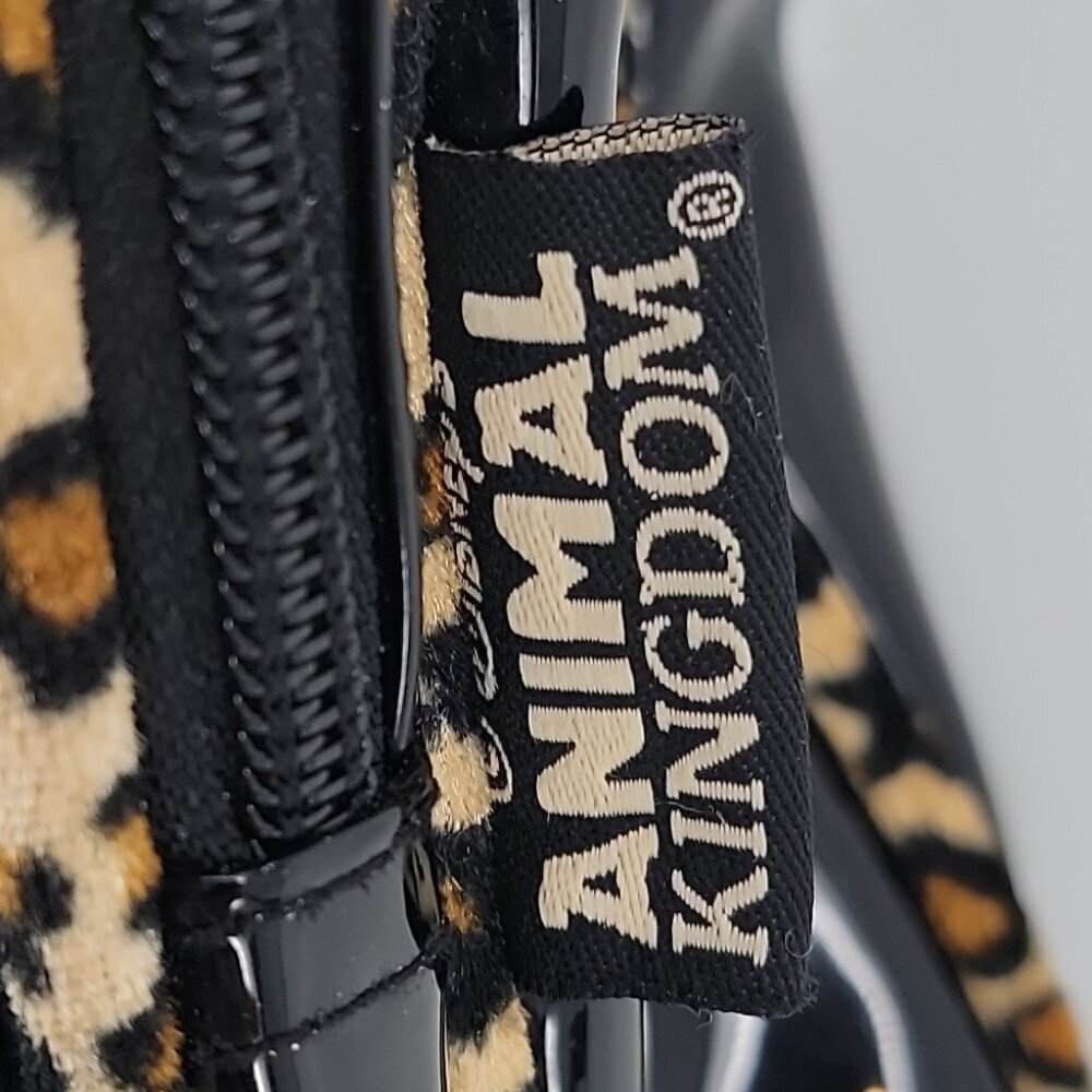 Disney Animal Kingdom Black Crossbody Bag | Leopard Trim Mickey | Zippered - Picture 5 of 11